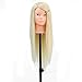 24 Inch Long Blonde 70% Real Hair Training Head Makeup and Hairdressing Manikin + Clamp