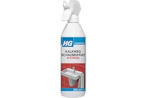 ‎HG HG Kalkweg Schaumspray 3x stärker mit konzentrierter Formel, professioneller Entkalker für Badezimmer, entfernt Ablagerungen von Duschköpfen, Wasserhähnen, Badewannen und Ablagen (500 ml) - 605050105