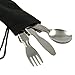 Produktbild Campingbesteck Set mit Tasche, Reisebesteck rostfreier Edelstahl, Messer Gabel Löffel, kompaktes Besteck Bundeswehr, Reisebesteck klappen in Silber für Festival, Wandern, Zelten, Marke: BlueFox