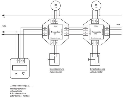 Trennrelais R1-UNI (2 Motore) für Rolladenmotor Jalousiemotor Einzelsteuerung / Zentralsteuerung / Gruppensteuerung - 3