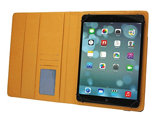 Emartbuy® Alcatel OneTouch Pixi 3 10 Zoll Tablet Universal ( 9 – 10 Zoll ) Schwarz Premium PU Leder Multi-Angle Exekutive Folio Geldbörse Tasche Hülle Tan Innenraum mit Kartensteckplätze + Schwarz Eingabestift - 4