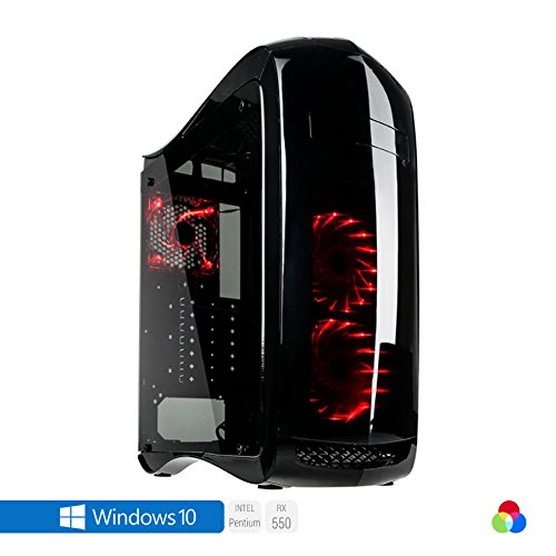 Sedatech Advanced Gaming PC Intel Pentium G4560 2x 3.50GHz, Radeon RX 550 2Gb, 8 GB RAM DDR4 2133Mhz, 1 TB HDD, USB 3.0, Kartenleser, HDMI2.0, 4K Grafik Aulösung, DirectX 12, 80+ Netzteil. Rechner mit Windows 10 64 Bit