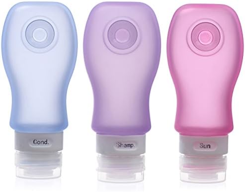 Kitdine Silicone Travel Bottles Squeezable &amp; Refillable Travel Containers For Shampoo, Conditioner, Lotion, Toiletries -TSA Airline Carry-On Approved (Blue,Purple,Pink, 3oz)