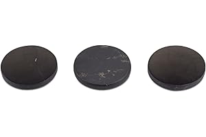 Heka Naturals Shungite Pietre Naturali Set Piastre Telefoniche Adesive Set di 3 (Cerchio) | Pietre e Cristalli del Telefono Cellulare - Cristalli Naturali