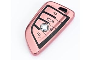 HooRLZ BMW Schlüsselhülle, Silikon Schlüssel Cover für BMW X1 X2 X3 X5 X6 BMW 1 2 3 4 5 6 7 Series TPU Schlüsselhülle, 4-Tasten Autoschlüssel Hülle BMW - Rosa
