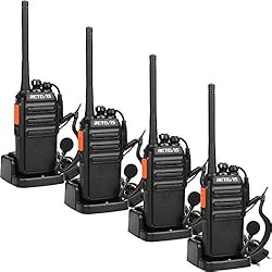 Retevis RT24 sans Licence Talkie Walkie Rechargeables PMR446 Professionnel Radio Bidirectionnelle Surveillance Scan 16 Canaux 50CTCSS 210DCS avec Chargeur Européen et Écouteurs (Noir,4 pcs)