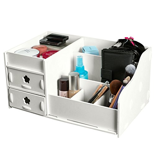 TOP-MAX DIY Desktop-Box Makeup Kosmetik Organizer Holz Schubladen Halter Aufbewahrung Box Schichten Schubladen Jewelry Weiß - 3