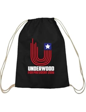 HOC - Underwood For President, Baumwoll natur Turnbeutel Rucksack Sport Beutel, Größe: onesize,schwarz natur