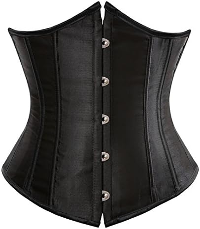 Stay 7055 Black Satin Underbust Corset Waist Cincher Basques Medium Black