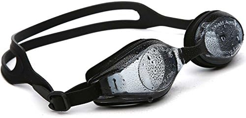 VIENNAGE kids and Adult Swim Goggles,Classic Anti-Glare Lens - 3 Piece Adjustable Nose Bridge UV Protection, 100% Silicone, Waterproof, Soft, Comfortable. (BLACK)