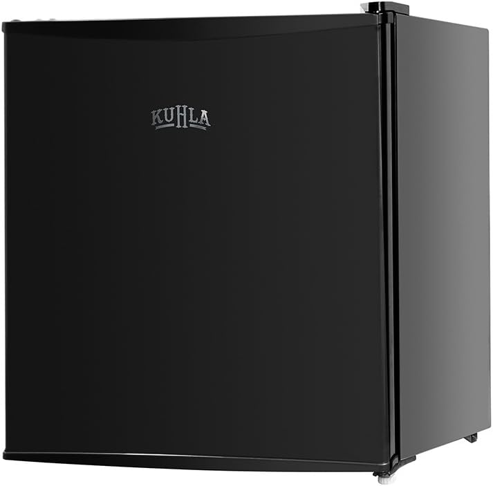 Kuhla 43 Litre Mini Fridge with Ice Box, Inc Adjustable Thermostat, Door Racks and Removable Shelf, Small Drinks Fridge Ideal for Home and Office – Black, KTTF4BGB