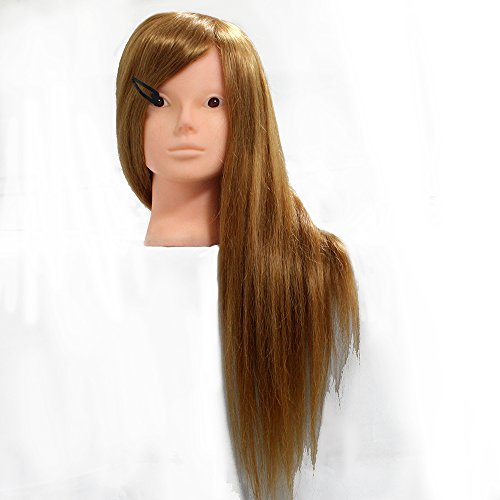 22 Inch 60% Real Hair Training Head Mannequin For Hairdressing & Make Up + Clamp