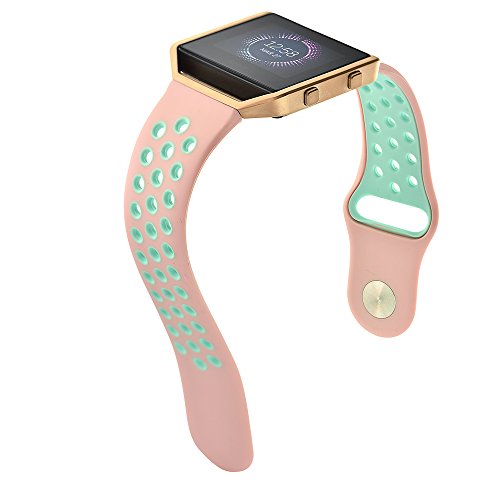 Fitbit Blaze Band, LoveBlue für Fitbit Blaze Silikon Armband WristBand Ersatzband WatchBand für Fitbit Blaze (Rosa Azurblauen Rosegold Rahmen) Große - 3