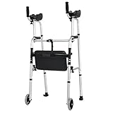 walking aid XXGI Drive Healthcare Folding Lightweight Aluminium Walking Frame With Wheels For Elderly Walker And And Walking Frame & Rollator Walker (60Cm*52Cm/23.62 * 20.47 Inch)
