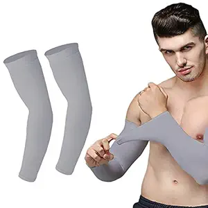 Shirsh Skin fit fingerless arm sleeve (Solid Grey) - 1 Pair