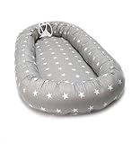 Babynest Kuschelnest Babybett Babynestchen Reisebett Stillkissen 80 x 40 cm (80×40 cm, Grau -Sterne Nr. 23) - 2