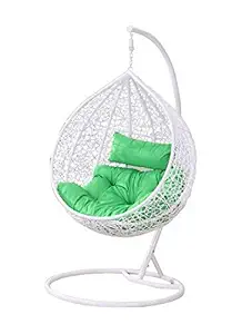 Universal Furniture Outdoor/Indoor/Balcony/Garden/Patio/Hanging Swing Chair with Cushion & Hook/Color-White