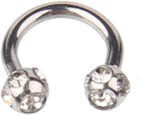 Surgical steel 316L circular barbell with gem balls -for nipple, eyebrow, navel / belly, or ear piercing - 16g with 3mm gem balls size 12MM