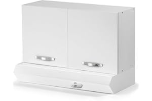 REDÒKASA Pensile per cucina componibile da 90 cm con due ante, realizzata in legno 100% MADE IN ITALY disponibile con o senza cappa (Cappa Bianca, Bianco)