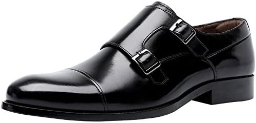 Men's Shoes Double Monk Leather Oxford Official Business Casual Men's Shoes,Black-42EU/7UK/8D(M) US
