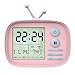 Produktbild Aufwachen Licht Lichtwecker mit 5 Klingeltönen und 2 Hintergrundbeleuchtung LED Nachtlichter Voice Broadcast Anzeige Uhrzeit Datum Temperatur Nachttischlampe USB Wiederaufladbare Digitaluhr,Pink