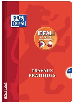 Oxford 100101186 Openflex Cahier de Travaux pratiques agrafé A4 80 pages grands carreaux seyès avec Uni Couleurs Aléatoires