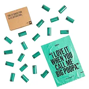 BarkBox Dog Waste Poop Bags, 3 Patterns/Roll, Environment-Friendly, Leak-Proof, Durable, Unscented, 20 Rolls / 300-count - Pug Life