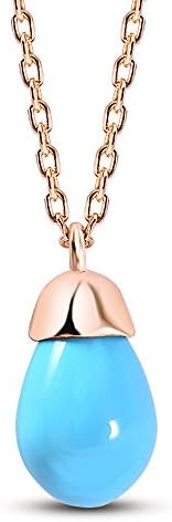 Women's Necklace Chain Turquoise Drop 925 Silver Rose Gold Rhodium-Plated