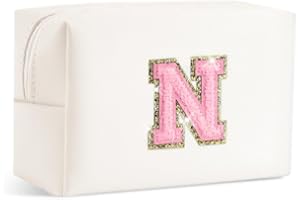 SEFORICO Small Makeup Bags for Women - Waterproof Leather Cosmetic Bag A-Z Personalized Bag Portable Travel Women's Purse