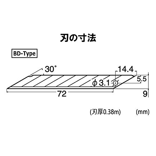 NT Cutter 9mm Snap-Off Precision Blades, 30 Degree Blades, 100-Blade/Pack, 1 Pack (BD-1800) - 3