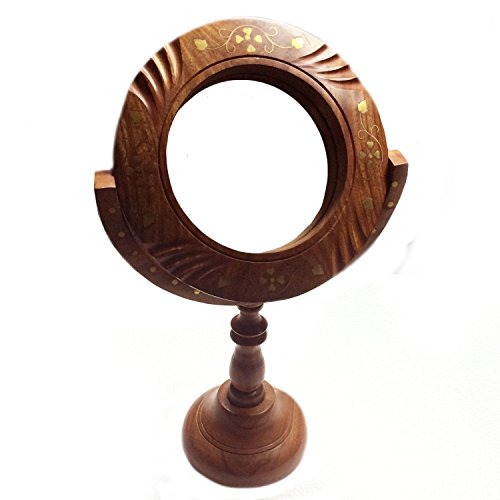 Muttertags Special Einzigartige Geschenke .Holz Make-up-Spiegel, Spiegel mit Ständer Einlegearbeiten, Decorative Wooden Spiegel, antike Holz Spiegel, - 3