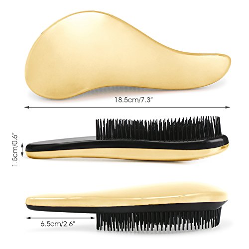 Segbeauty® 2 Stück Entwirren Bürsten Professional Detangler Haarbürste Set, Original Entwirren Kamm für Natürliche Dicke Haare, Schmerzen-Free Nass Detangling Pinsel für Kinder – Verzinktes Gold & Rose Rot - 7