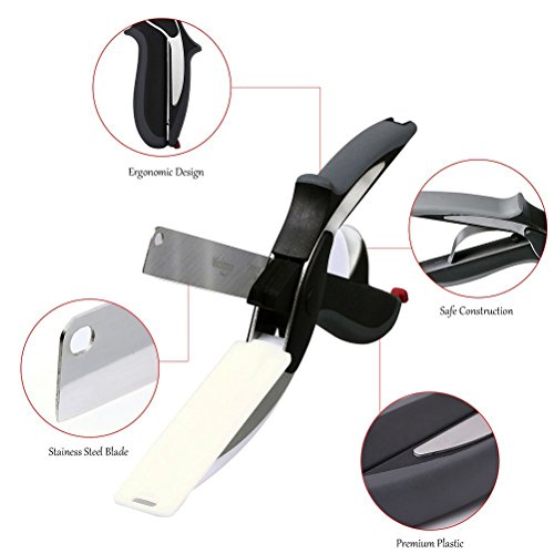 Vicloon Multifonctions Cuisine Aliments Ciseaux 2 en 1 Couteau de Cuisine,Clever Cutter Remplacez vos Couteaux de Cuisine et Planche à Découper - 2