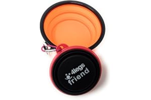 4LegsFriend 2 Pièces Gamelles Chien Pliables | avec Mousqueton | Bol rétractable en Silicone sans BPA | Voyage, Voiture, Camping, Promenade | Eau, croquettes, Nourriture