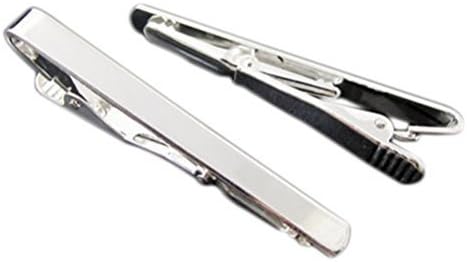 Oxforder 2Pcs Mens Boys MetThel Silver / Gold/Copper TThete Simple Necktie Tie BTher ClThesp Clip Pin for Skinny Slim Neckties
