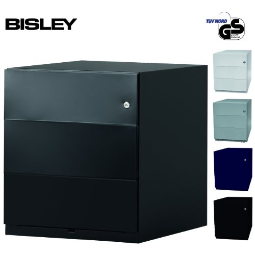 BISLEY Rollcontainer mit 3 Schüben in schwarz | Bürocontainer aus Metall abschließbar | Tischcontainer mit Rollen | TÜV / GS geprüft