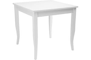 LIBEROSHOPPING Tavolo fisso in legno per sala da pranzo cucina RISTORANTE (Bianco Gamba Sciabola, 80x80)