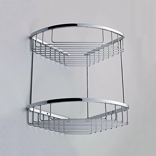 Pointth Solid Brass 2 Tiers Rectangle Wire Baskets Shower Caddies Wall Mount Shower Accessories Shelf Bathroom Hardware(Size:L20*W20*H27.5cm)