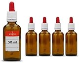 pipettenflaschen großhandel 5 x 50 ml Braunglasflaschen mit Glaspipette, inkl. Beschriftungsetiketten