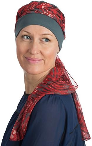 Maria - a 100% Jersey Cotton Hat With a Chiffon Scarf Attached For Hair Loss, Cancer and Chemo