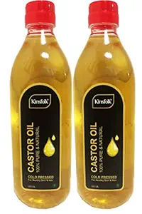 Kinsfolk CASTOR Oil ((100% Pure COLD PRESSED)) For HAIR GROWTH - 500 ml ((Pack Of 2))