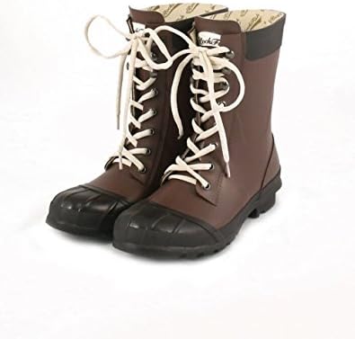 Rockfish Women's short wellies Standard Fit Ankle wellingtons Fake Lace-up Chocolate
