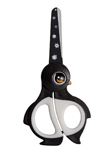 Wedo 736003 Kinderschere Bastelschere, Ekky (aus rostfreiem Edelstahl abgerundete Spitzen weiche Griffeinlagen, 13 cm) schwarz/weiß