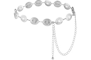 BASUIT Waist Chain Belts Apparel Belt - Metal Concho Chain Belts Hollow Out Daisy Chain Belt Waist Chain Womens Adjustable Metal Belts for Women Girls Outfit Dresses Jeans Cowgirl Ornaments