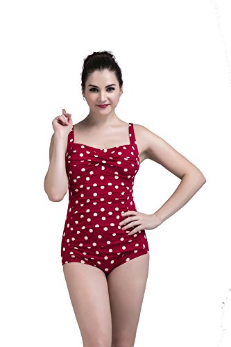 Gigileer Vintage Damen Schwimmanzug Tankini Einteilige Badeanzug Figuroptimizer Flacher Bauch! - 4