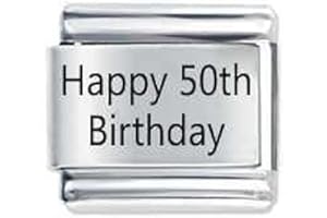 Daisy Charm Happy Birthday Number Etched Italian charm - compatible with 9mm Italian charm bracelets