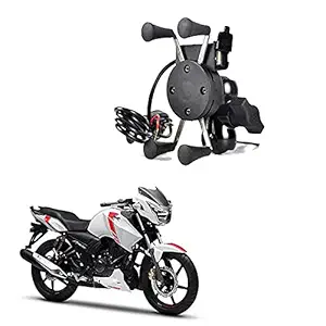 Comical Bike Mobile Holder with USB 3.0 Fast Charger - X-Grip Universal Mobile Holder for TVS Apache RTR 160