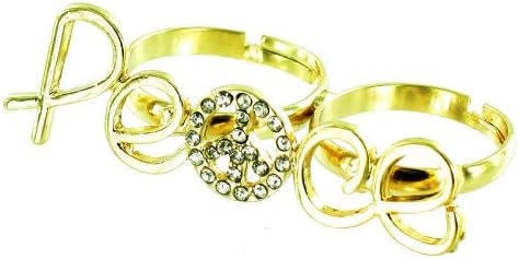 ilovefj Gold Double Finger Peace Sign Ring