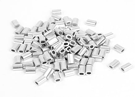 Uxcell a15060500ux0038 0.8mm 1/32-inch Wire Rope Aluminum Ferrules Sleeves Silver Tone (Pack of 100)