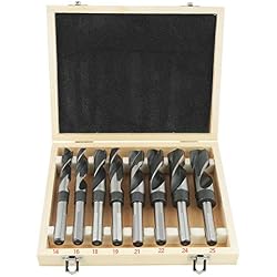 Jeu de Foret Hélicoïdal, 8pcs Foret HSS Hélicoïdal en Acier Trempé 1/2'' Fraise Mèche Métal 14mm 16mm 18mm 19mm 21mm 22mm 24mm 25mm Jeu de Bit pour Plastique Acier Aluminium Métal (Noir et Blanc)